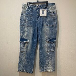 BLUE TORTLE Blue Denim Cargo Jeans . Size  20